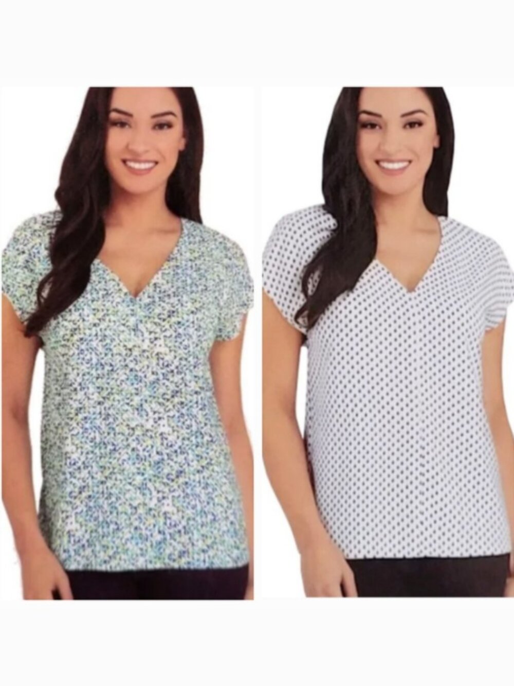 Set Of TWO! Lightweight, V-neck Blouse By Hilary Radley